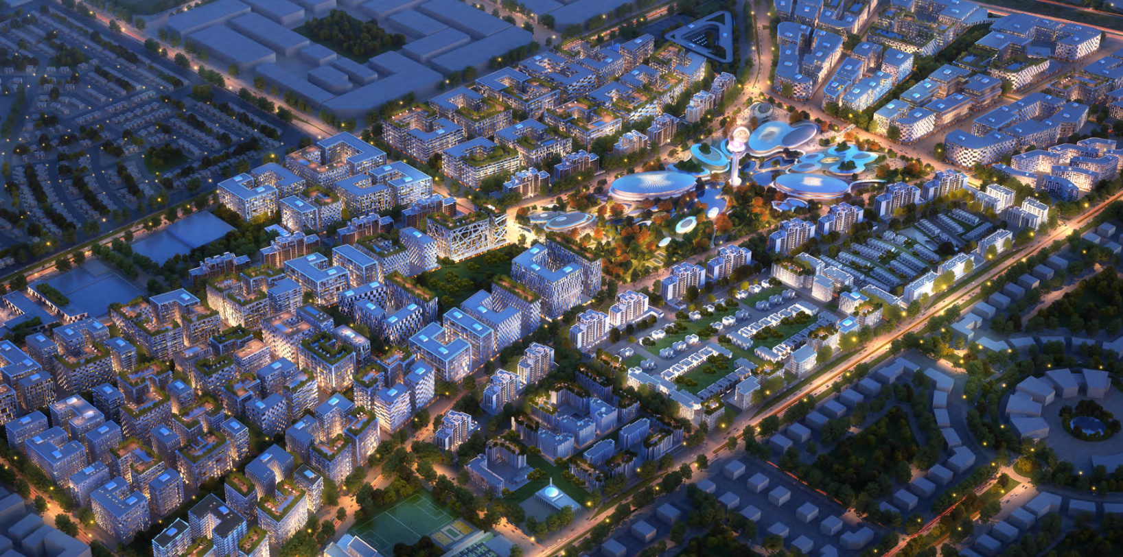 Aljada CBD complete masterplan with all districts and amenities